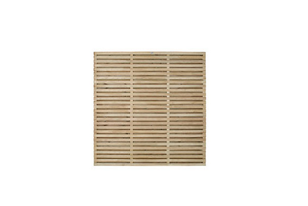 1.8m x 1.8m Pressure Treated Contemporary Double Slatted Fence Panel  - Pack of 3 (Home Delivery)