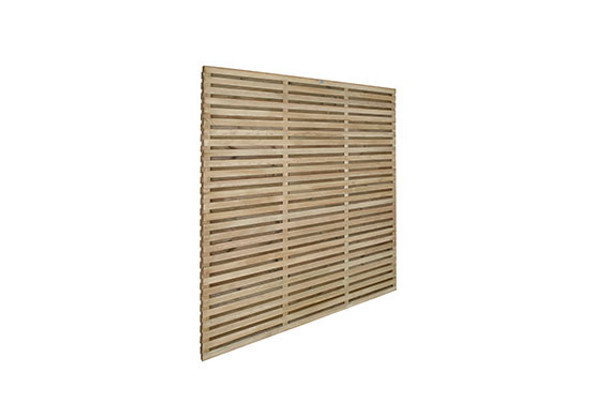 1.8m x 1.8m Pressure Treated Contemporary Double Slatted Fence Panel  - Pack of 4 (Home Delivery)