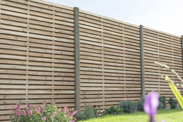 1.8m x 1.8m Pressure Treated Contemporary Double Slatted Fence Panel  - Pack of 5 (Home Delivery)