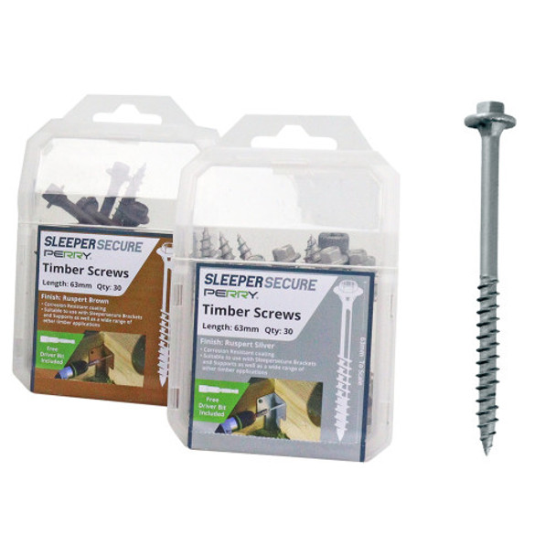 SleeperSecure Sleeper 63mm Silver Hex Head Screws Pack of 30
