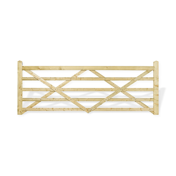 11ft 5 Bar Field Gate (3350 x 1090mm), Universal Hang - Pressure Treated Green Timber