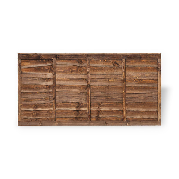 6ft x 3ft Traditional Lap Fence Panel (1830 x 900mm) - Dip Treated Brown Timber