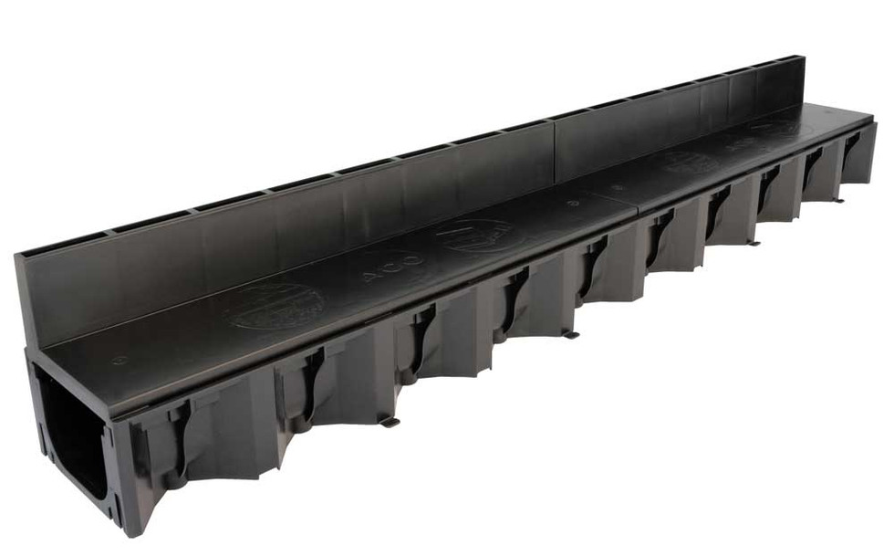 ACO HexDrain Brickslot Channel with Black Plastic Slotted Grating (1000mm)