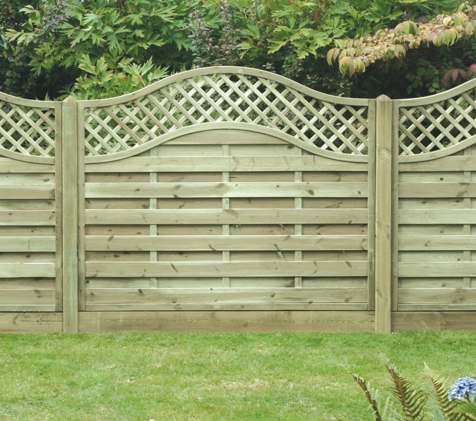 6ft Omega Lattice Top Fence Panel - Pressure Treated Green Timber