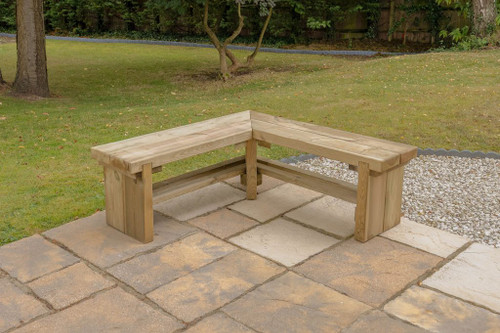 Railway sleeper shop corner bench