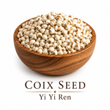 Coix Seed Yi Yi Ren Chinese herb in wooden bowl used for soups teas and wellness support