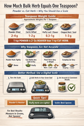 How Much Bulk Herb Equals One Teaspoon? (Powder vs Cut Herb + Why a Scale Matters)