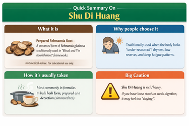 Prepared Rehmannia (Shu Di Huang): Benefits, How to Use, Who It’s For, and Quality Tips
