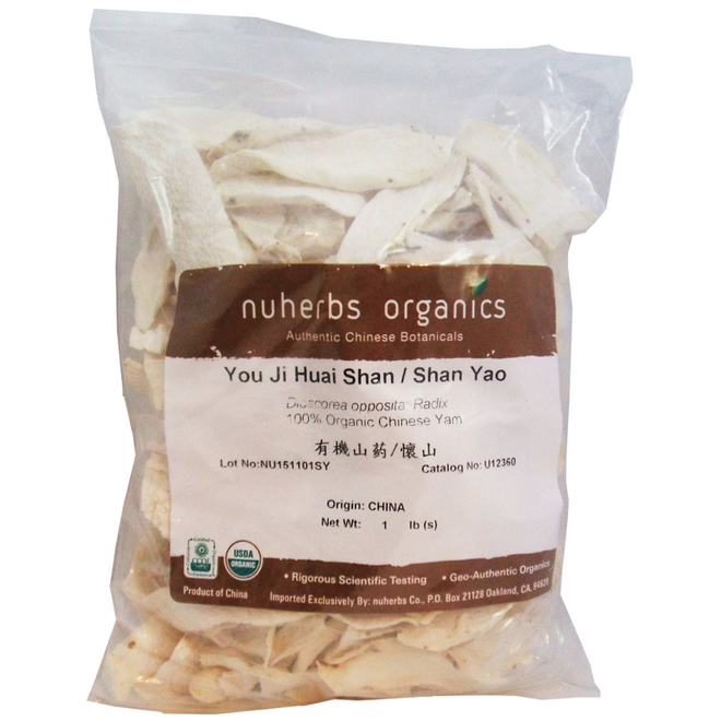 Chinese Yam Root/Dioscorea (Shan Yao / Huai Shan) - Certified Organic Cut Form 1 lb - Nuherbs Brand