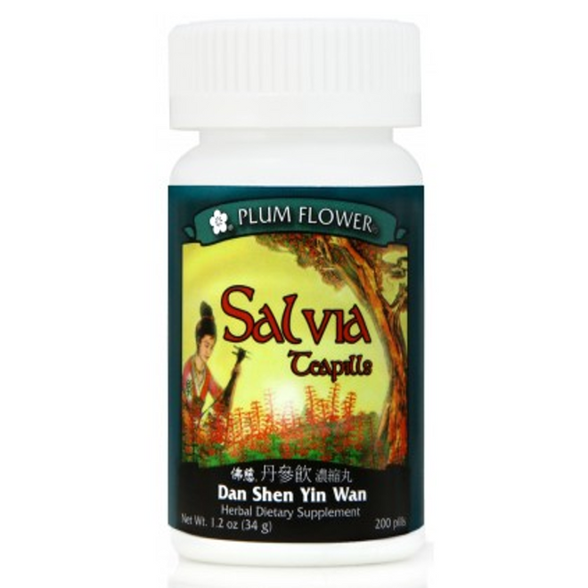 Salvia Teapills (Dan Shen Yin Wan) - 200 Pills/Bottle - Plum Flower Brand