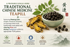 Educational graphic for Coptis Huang Lian Su Wan featuring Huang Lian (Coptis chinensis rhizome) and prepared teapills. Huang Lian is a bitter herb traditionally associated in Traditional Chinese Medicine with clearing Heat and drying Dampness within its appropriate TCM pattern.