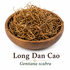 Long Dan Cao (Gentiana scabra), premium dried Chinese Gentian Root presented in a wooden bowl.