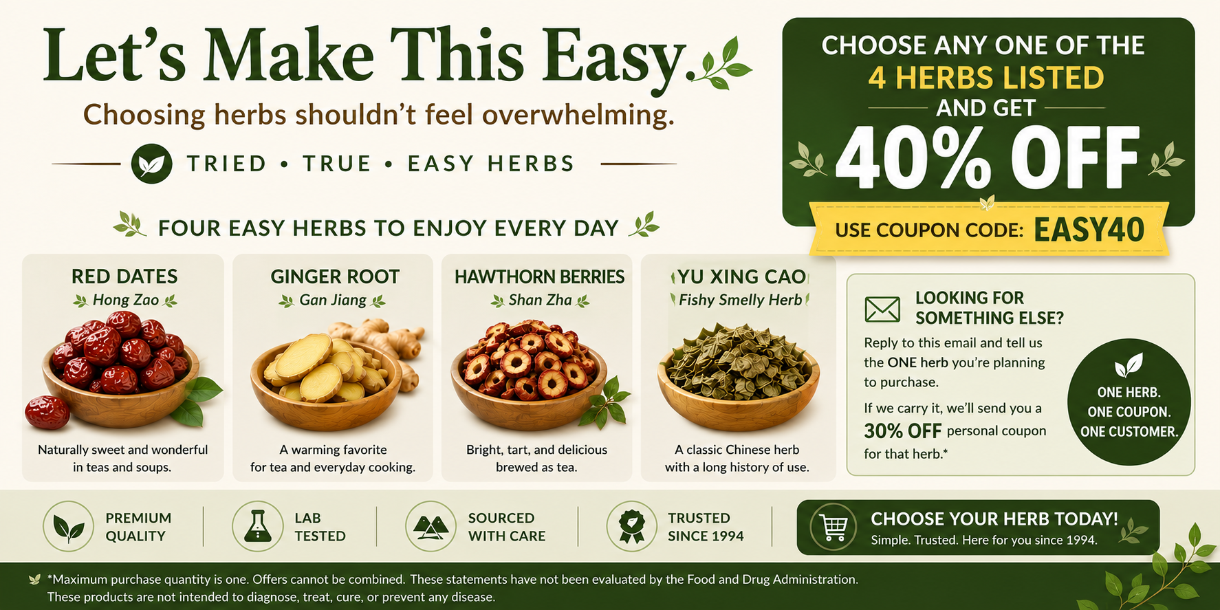 Four of our best selling herbs 40% off 