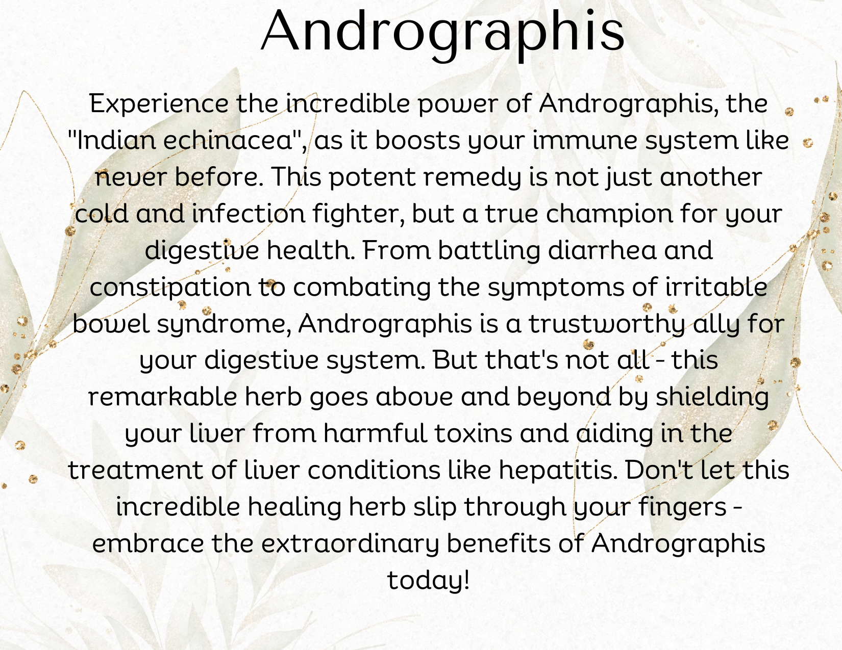 summary for andrographis single extract granules