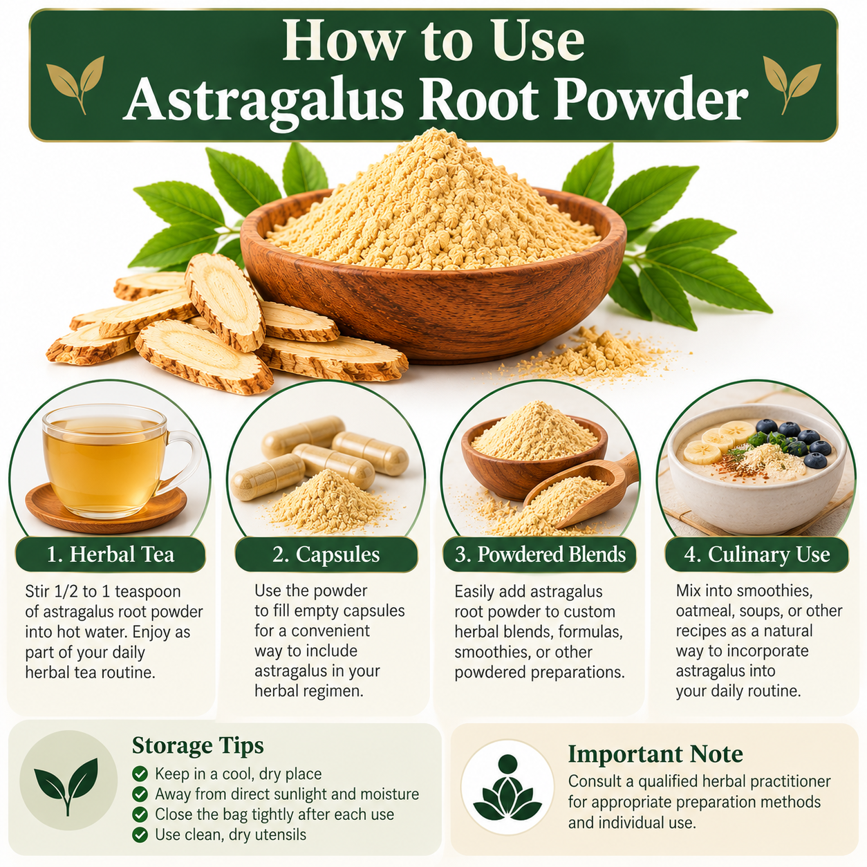 How to use astragalus root powder