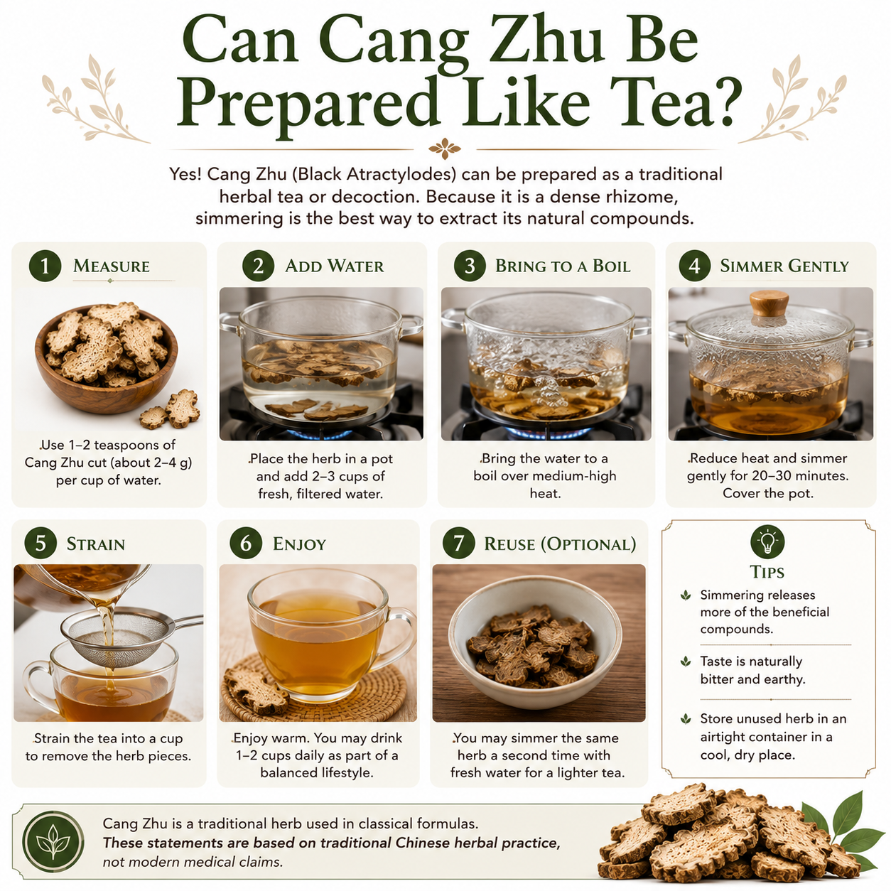 Easy to follow step by step instructions on how to brew cang zhu