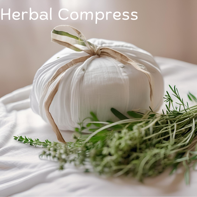 Oldenlandia mixed with other herbs to make a compress 