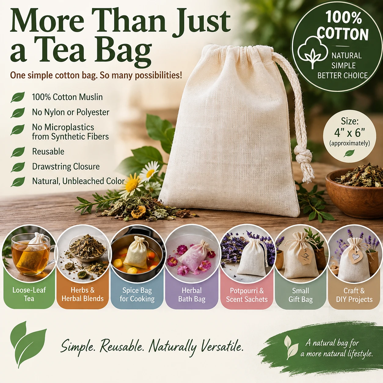 Using a cotton teabag in various ways, as it is not just for brewing tea 