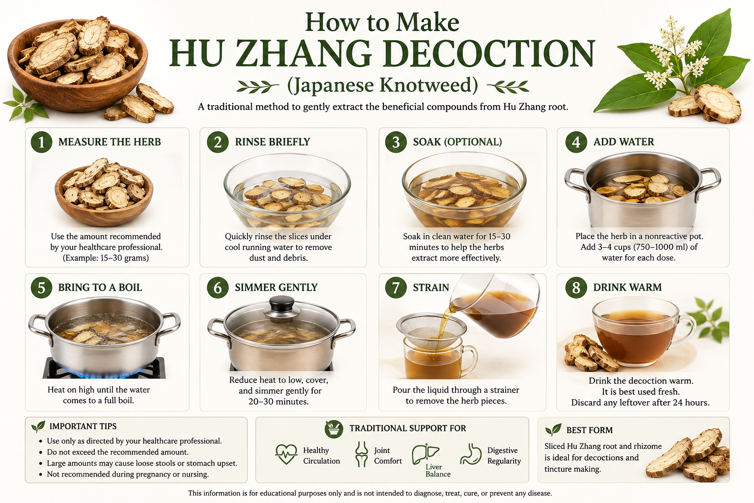 How to make a decoction using Japanese Knotweed, Step by step detailed instructions