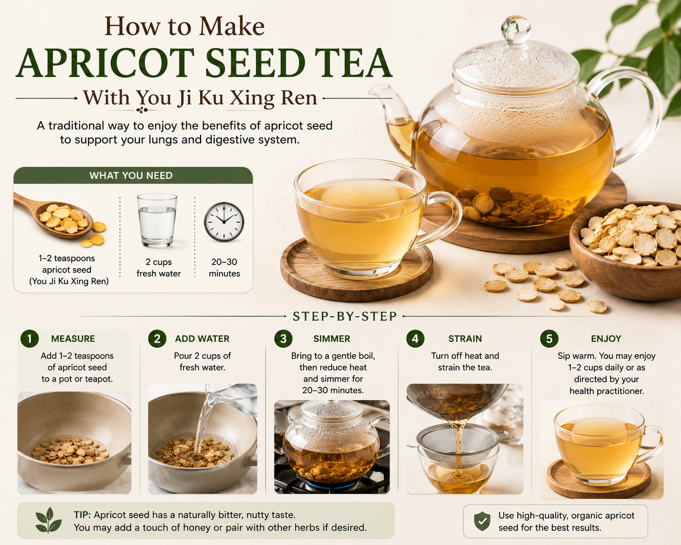Easy step by step guidelines on how to make apricot seed tea