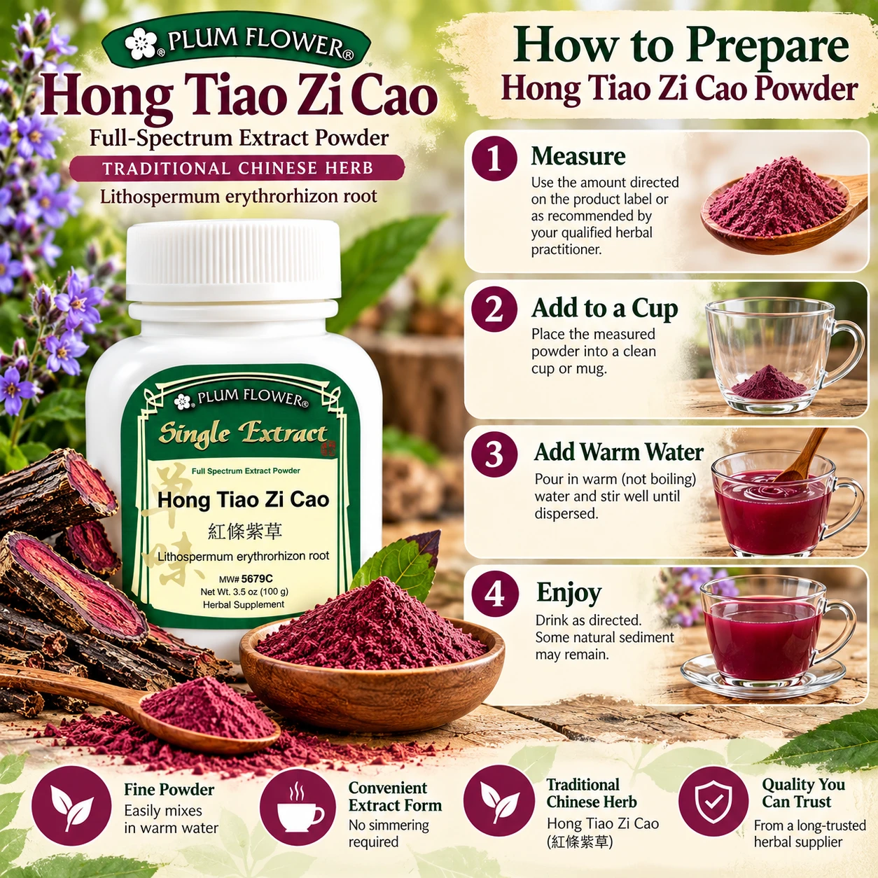 Hong Tiao Zi Cao, full spectrum extract powder 