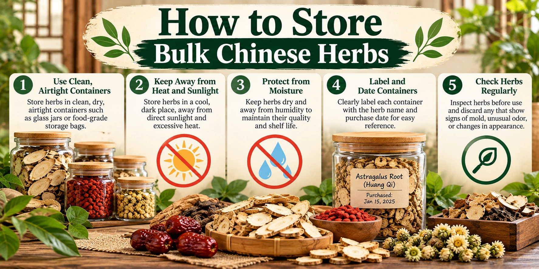 Properly storing your bulk herbs in a clean dry place