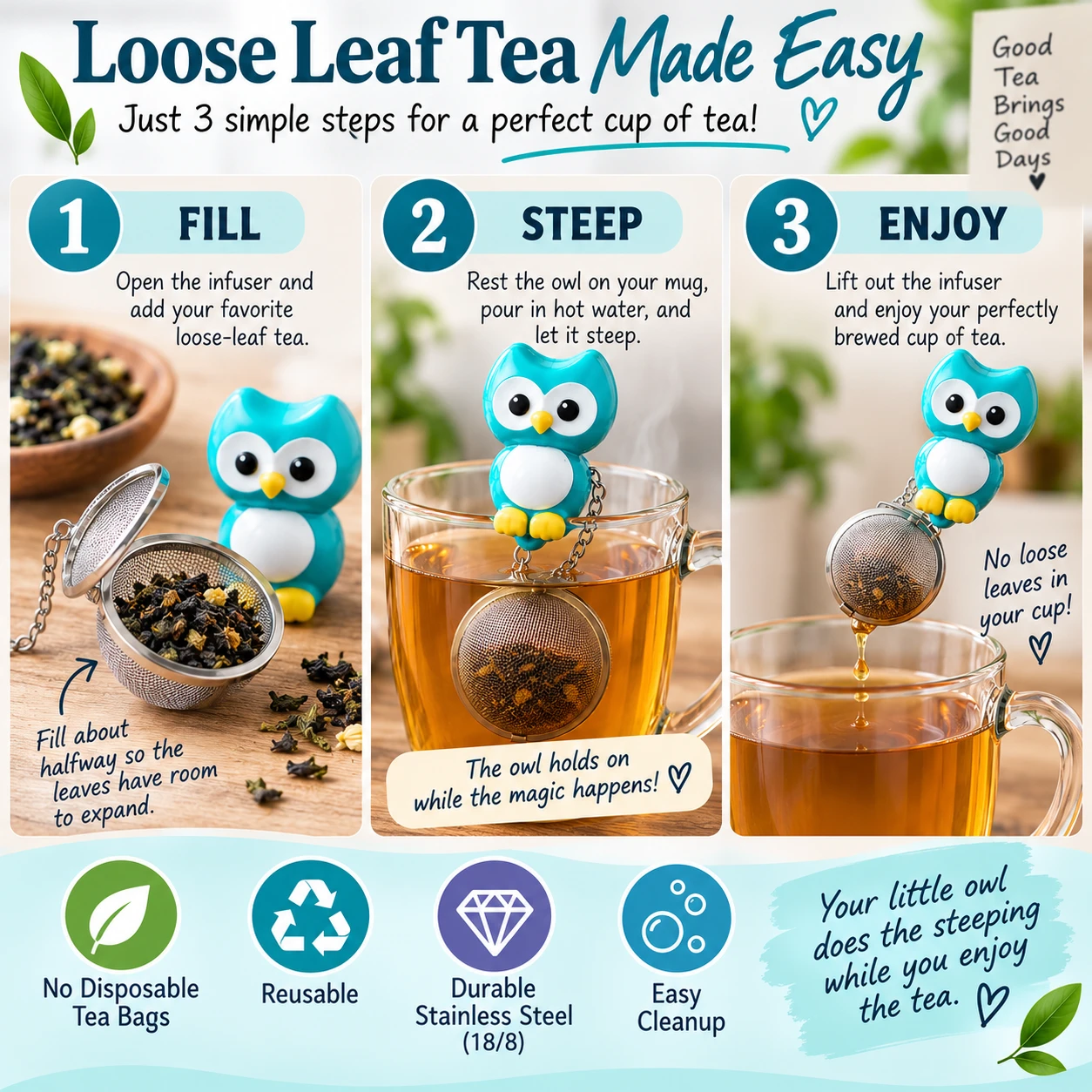 Loose Leaf Tea Made Easy – How to Use an Owl Tea Infuser