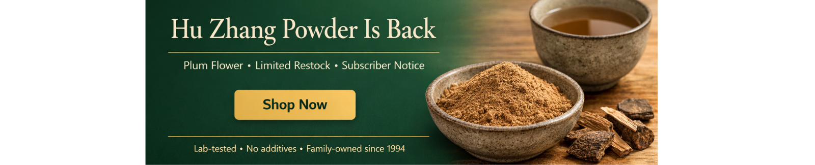 hu zhang plum flower powder back in stock. Limited supply