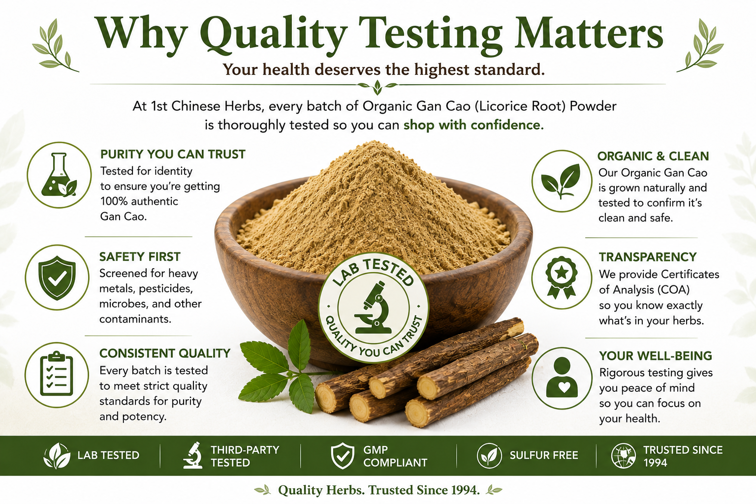 Educational infographic explaining why quality testing matters for Organic Gan Cao (Licorice Root) Powder, featuring a wooden bowl of lab-tested herbal powder with icons representing purity, identity testing, heavy metal screening, pesticide testing, microbial testing, GMP quality standards, and Certificates of Analysis.  Short Version  Infographic showing why quality testing matters for Organic Gan Cao (Licorice Root) Powder, highlighting lab testing, purity, safety, identity verification, and quality assurance.  Product Page Version (My Favorite)  Why Quality Testing Matters infographic featuring Organic Gan Cao (Licorice Root) Powder in a wooden bowl with information about laboratory testing, identity verification, heavy metal and pesticide screening, microbial testing, GMP quality standards, and Certificates of Analysis for customer confidence.  Google Image SEO Version  Organic Gan Cao (Licorice Root) Powder quality testing infographic showing lab-tested herbal ingredients, purity verification, heavy metal screening, pesticide testing, microbial analysis, GMP quality standards, and Certificate of Analysis (COA).  I recommend using this version on your website because it is descriptive, accessible, and naturally optimized for search engines:  Educational infographic explaining why quality testing matters for Organic Gan Cao (Licorice Root) Powder, featuring a wooden bowl of lab-tested herbal powder with information about identity verification, heavy metal, pesticide and microbial screening, GMP quality standards, and Certificates of Analysis (COA) to help customers shop with confidence.  Output in Default language Deutsch English Espa&ntilde;ol Fran&ccedil;ais Italiano Portugu&ecirc;s Polski Українська --------------- Af Soomaali Afrikaans Azərbaycan dili Bahasa Indonesia Bahasa Malaysia Bahasa Melayu Basa Jawa Basa Sunda Bosanski jezik Catal&agrave; Če&scaron;tina Chichewa Cymraeg Dansk Deutsch Eesti keel English English (UK) English (US) Espa&ntilde;ol Esperanto Euskara Fran&ccedil;ais Gaeilge Galego Hrvatski jezik isiXhosa isiZulu &Iacute;slenska Italiano Kiswahili Krey&ograve;l Ayisyen Kurd&icirc; Latīna Latvie&scaron;u valoda L&euml;tzebuergesch Lietuvių kalba Magyar Malagasy Malti Māori Nederlands Norsk O'zbek tili Polski Portugu&ecirc;s Rom&acirc;nă Sesotho Shqip Slovenčina Sloven&scaron;čina Suomi Svenska Tagalog Tatar&ccedil;a T&uuml;rk&ccedil;e Việt ngữ Yor&ugrave;b&aacute; &Epsilon;&lambda;&lambda;&eta;&nu;&iota;&kappa;ά Беларуская мова Български език Кыр Қазақ тілі Македонски јазик Монгол хэл Русский Српски језик Тоҷикӣ Українська ქართული Հայերեն ייִדיש עברית ئۇيغۇرچە اردو العربية پښتو فارسی नेपाली मराठी हिन्दी বাংলা ਪੰਜਾਬੀ ગુજરાતી ଓଡ଼ିଆ தமிழ் తెలుగు ಕನ್ನಡ മലയാളം සිංහල ไทย ພາສາລາວ ဗမာစာ ភាសាខ្មែរ 한국어 中文 繁體中文 日本語 Tone Default Authoritative Clinical Cold Confident Cynical Emotional Empathetic Formal Friendly Humorous Informal Ironic Optimistic Pessimistic Playful Sarcastic Serious Sympathetic Tentative Warm _________ Add tone... Writing Style Default Academic Analytical Argumentative Conversational Creative Critical Descriptive Epigrammatic Epistolary Expository Informative Instructive Journalistic Metaphorical Narrative Persuasive Poetic Satirical Technical _________ Add writing style...  Include My Profile Info No Profile Info found AIPRM Premium - ChatGPT Prompts   Favorites   AIPRM Public Own   Hidden   Add List Topic All Copywriting DevOps Generative AI Marketing Operating Systems Productivity SaaS SEO Software Applications Software Engineering UNSURE Activity All 4o Image Generation Accounting Adobe Firefly Audio Craft Backend Development Call to Action Cancel Configuration Management Containerization CRM Dall-E Database Administration Design Dream Studio Flux.1 Games Ideation Ideogram AI Improve Kaiber AI Keywords Leonardo AI Link Building Marketing Midjourney Operating System Management Outreach Partnerships Persuade Places (Media Channels) Plan Positioning Pricing Product Description Products Quota Refunds Research Respond Script Writing Segment your audience Social Media Sora Sports Writing Spreadsheets Stable Diffusion Startup Ideas Subject Lines Summarize Text Editor Trial Unmet Category-Related Needs UNSURE Veo Version Control Web Development Writing Sort by Top Usage Top Votes Trending Top Votes Absolute Top Views Latest Updates Model Not specific GPT-5.3 Instant GPT-5.4 Mini GPT-5.4 Pro GPT-5.4 Thinking GPT-5.5 Instant GPT-5.5 Pro GPT-5.5 Thinking GPT-5.6 Luna GPT-5.6 Sol GPT-5.6 Sol Pro GPT-5.6 Terra o3 Prompts per Page 4 8 12 16 20 Showing 1 to 12 of 5500 Prompts Prev Next Human Written |100% Unique |SEO Optimised Article SEO / Writing &middot; Jumma &middot; 2 months ago  GPT-5.4 Pro GPT-5.4 Thinking o3 Human Written | Plagiarism Free | SEO Optimized Long-Form Article + Outline & Real-Time Web Search    17.0M   12.1M   363   Yoast SEO Optimized Content Writer Copywriting / Writing &middot; Jignesh Kakadiya &middot; 4 months ago  Write detail YoastSEO optimized article by just putting blog title. I need 5 more upvotes so that I can create more prompts. Hit upvote(Like) button.    2.1M   1.2M   236   Fully SEO Optimized Article including FAQ's (2.0) SEO / Writing &middot; Muhammad Talha (MTS) &middot; 4 months ago  Create a 100% Unique and SEO Optimized Article | Plagiarism Free Content with | Title | Meta Description | Headings with Proper H1-H6 Tags | up to 2500+ Words Article with FAQs, and Conclusion.    4.8M   3.4M   131   Write Best Article to rank on Google Copywriting / Writing &middot; Faisal Arain &middot; 4 months ago  Article Writer GPT Write Best Smart Article Best to rank no 1 on Google by just writing Title for required Post. If you like the results then please hit like button.    4.1M   3.0M   114   Midjourney Prompt Generator Generative AI / Midjourney &middot; kenny &middot; 3 years ago  Outputs four extremely detailed midjourney prompts for your keyword.    2.8M   1.8M   97   Write a Complete Book in One Click Copywriting / Writing &middot; Md Mejbahul Alam &middot; 2 years ago  Write a full book with different chapters    1.6M   923.8K   90   YouTube Script Creator Marketing / Social Media &middot; WilliamCole &middot; 1 year ago  Create captivating script ideas for your YouTube videos. Enter a short description of your video. Generates: Title, Scene, and Entire Script.    1.5M   849.8K   85   Human-like Rewriter - V1.6 Copywriting / Writing &middot; pneb &middot; 3 years ago  Re-write your ai-generated article with this tool! You can get up-to 90-100% Human Generated score!    2.4M   1.6M   81   Get Monthly Content Calendar In 1 Click Marketing / Marketing &middot; Google Business Profile Services &middot; 3 years ago  Get a beautifully organized 4-week content calendar that targets your primary keyword using only transaction longtail keyword & clickbait style post titles. Try it out!    936.4K   511.7K   74   Buyer Persona Legend Marketing / Marketing &middot; RonGPT &middot; 4 months ago  Generate detailed User Personas for your Business with data neatly organized into a table.    563.3K   260.7K   72   Outrank Article SEO / Writing &middot; AIPRM &middot; 1 year ago  Outrank the competition with an in-depth, SEO-optimized article based on [YOUR COMPETITOR URL]. Be like your competition, just a little better ;-)    2.2M   1.5M   70   Keyword Strategy SEO / Ideation &middot; AIPRM &middot; 1 year ago  Create a keyword strategy and SEO content plan from 1 [KEYWORD]    1.8M   1.2M   67   Add Public Prompt Prompts per Page 4 8 12 16 20 Showing 1 to 12 of 5500 Prompts Prev Next