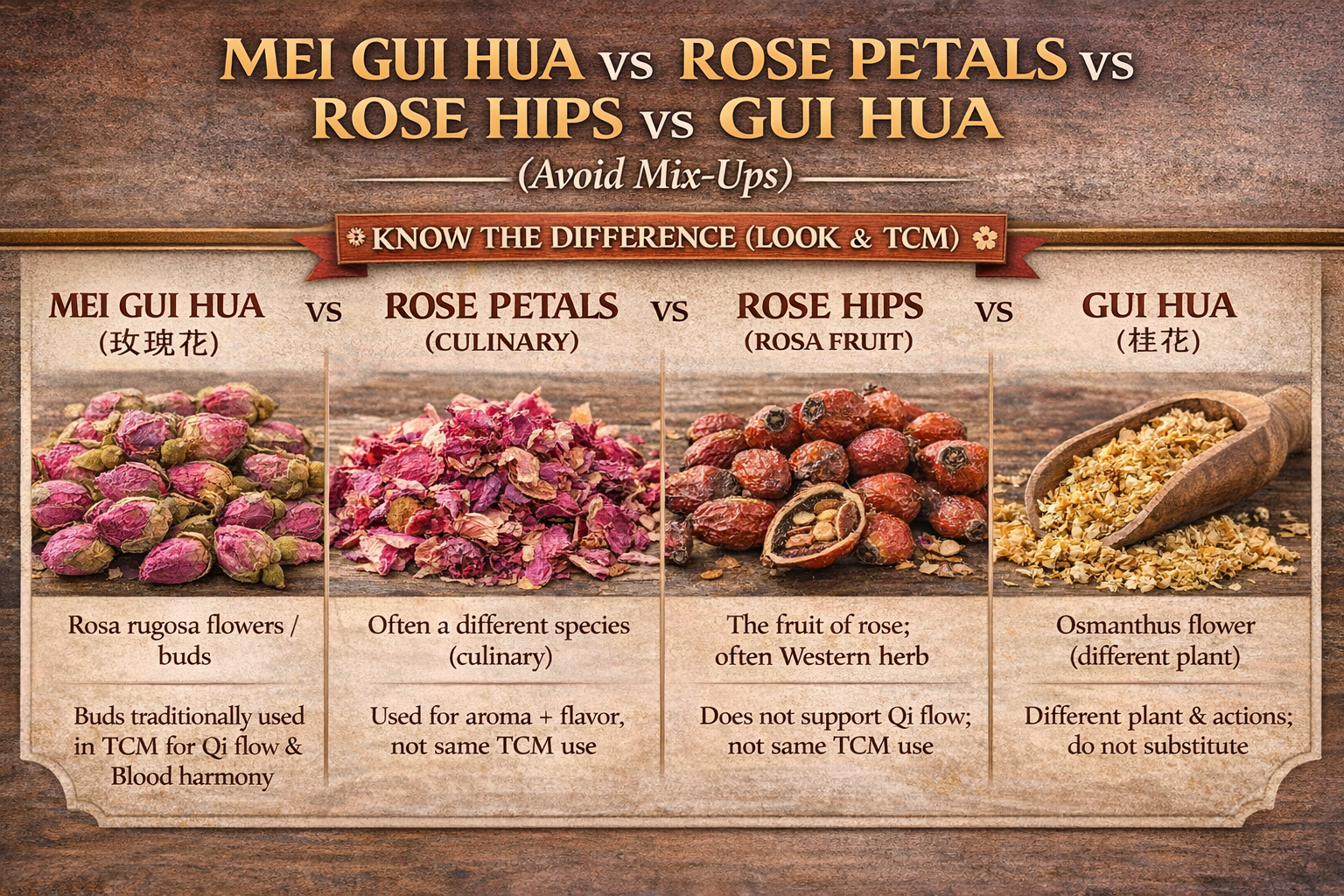 what is the difference between rose hips and mei gui hua