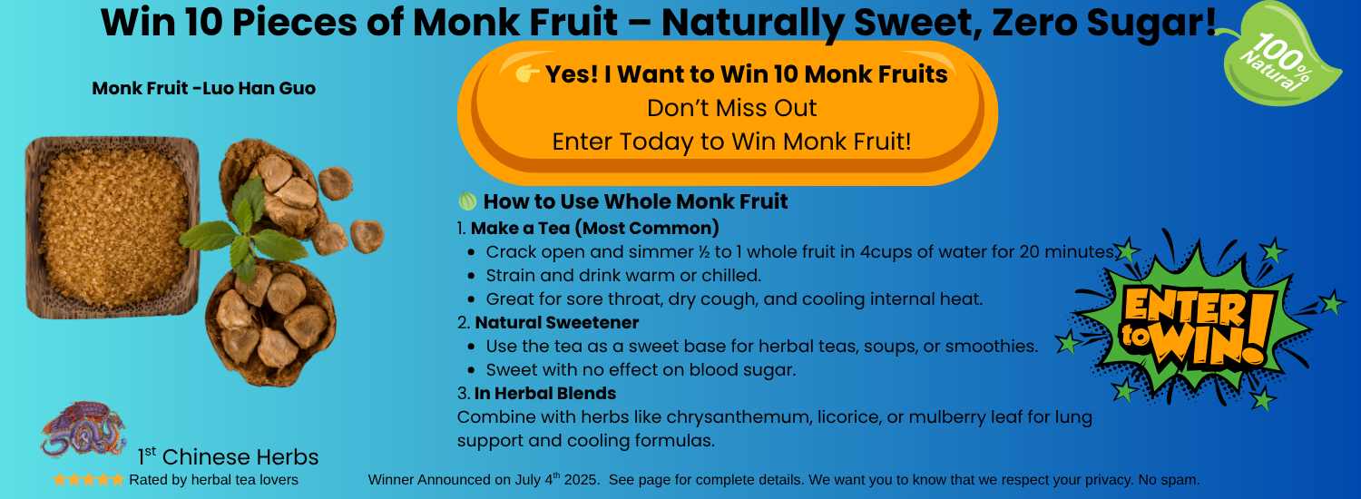 Enter to win 10 pieces of monk fruit, a natural sweetner, zero sugar, 100% natural, and health benefits. 