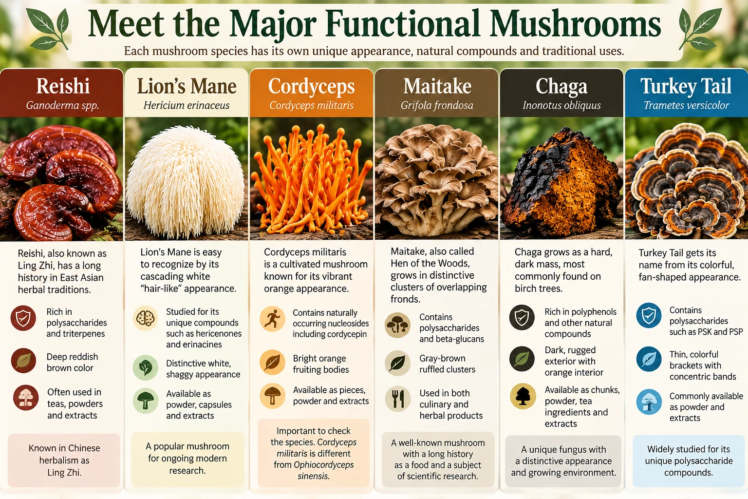 Major Functional Mushrooms and why