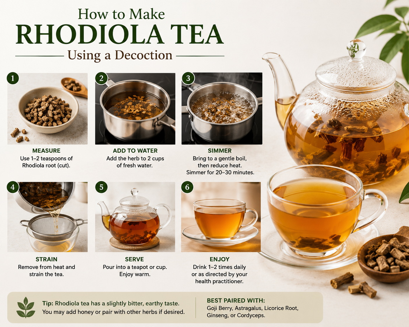 how to make rhodiola tea using a decoction