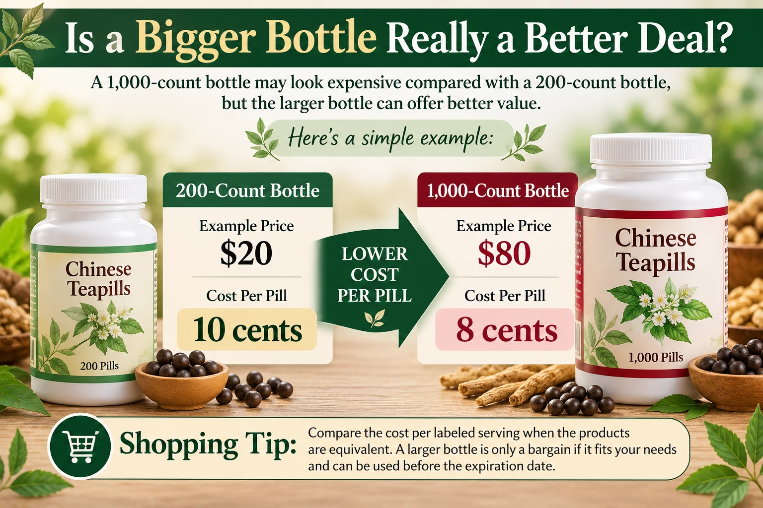 Shop Chinese teapills with confidence. Learn how to compare formulas, brands, bottle sizes, quality, and prices to find the best value at 1st Chinese Herbs.