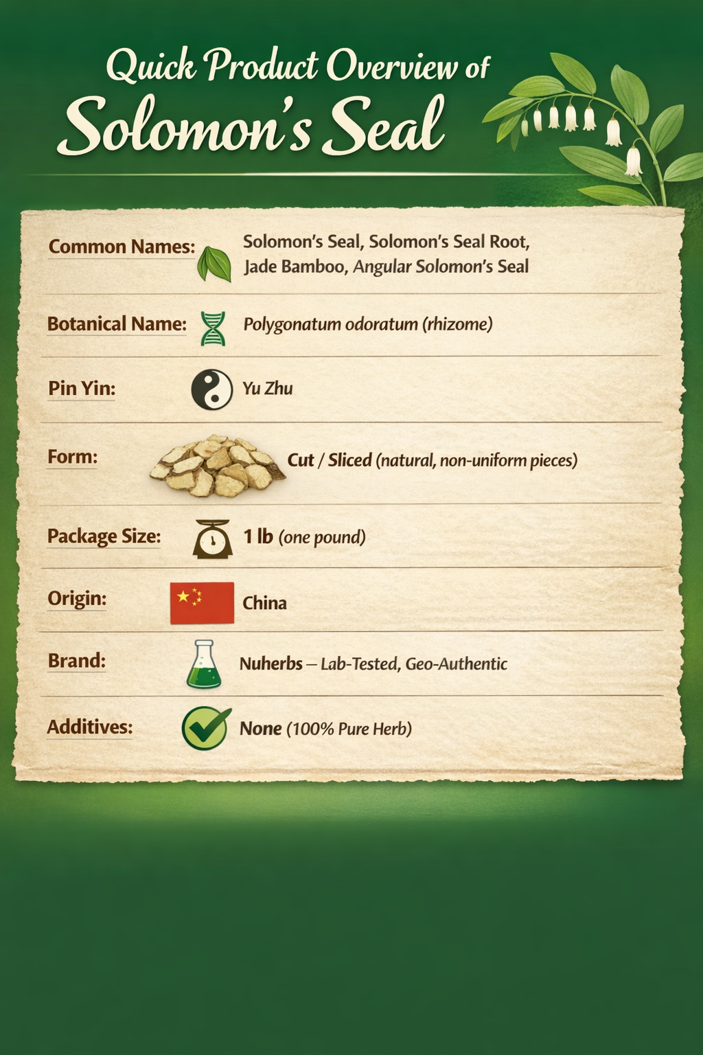 solomon seal yu zhu quick facts