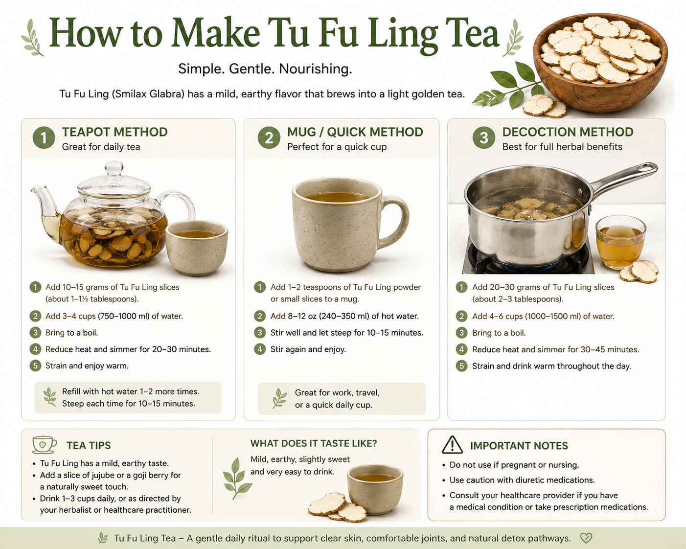 Easy to follow step by step instructions on how to brew tu fu ling as a tea 