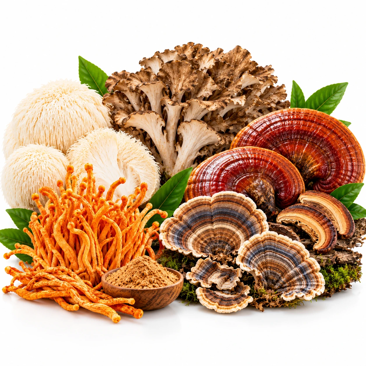 Explore medicinal and functional mushrooms, including Lion&rsquo;s Mane, Reishi, Cordyceps, Turkey Tail, and Maitake. Discover traditional mushroom varieties at 1st Chinese Herbs.