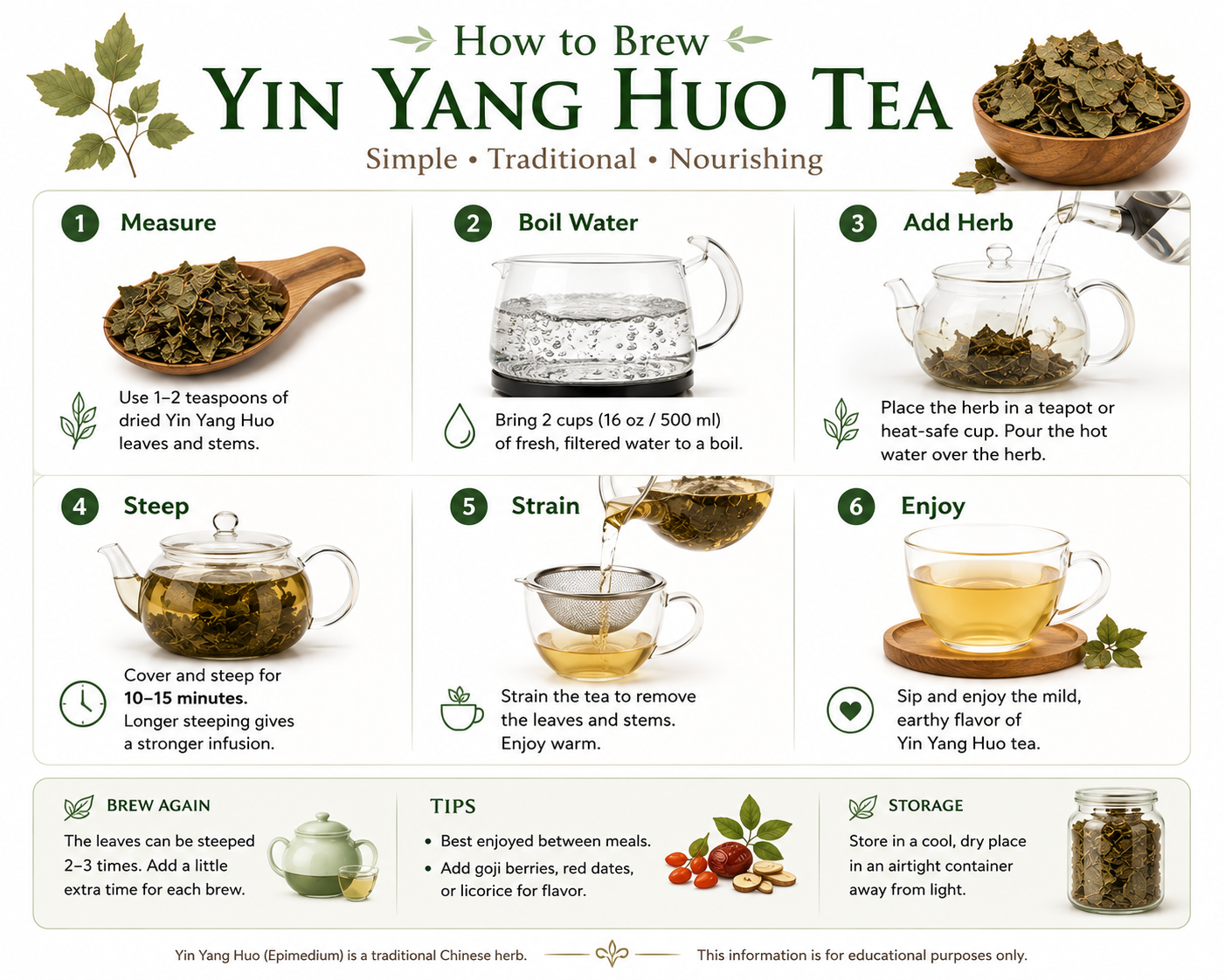 Simple step by step instructions on how to brew yin yang huo tea 