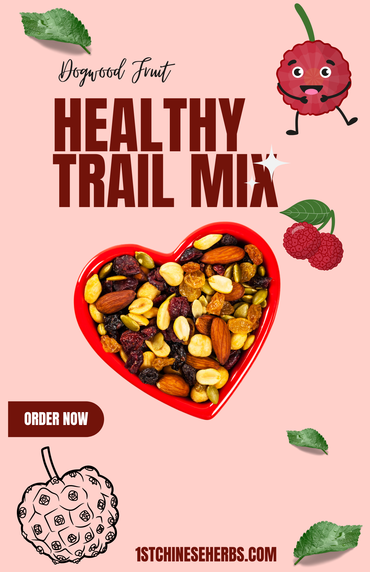 Enjoy a healthy snack with dogwood fruit added to your trail mix!