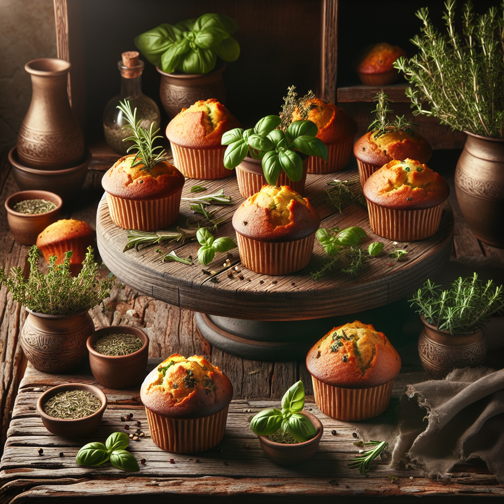 Herb muffins baking with herbs