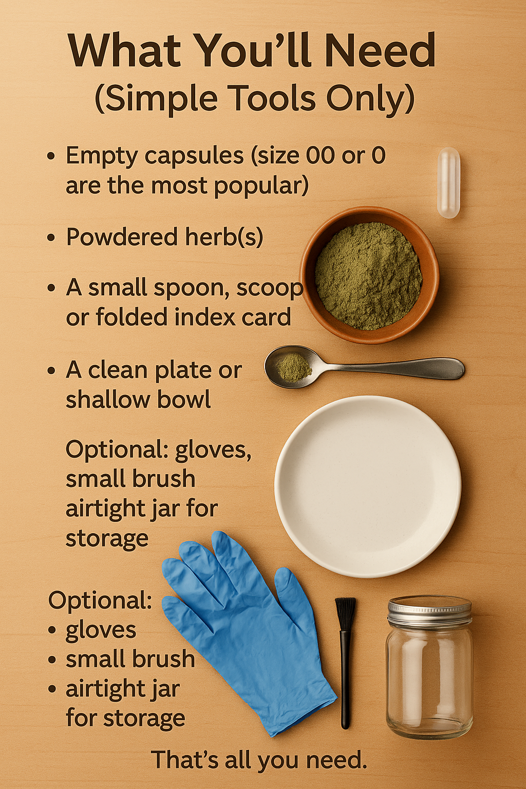 what you will need to make your own capsules