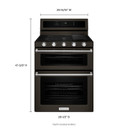 Kitchenaid® Cuisinière au gaz à four double à convection et 5 brûleurs - 30 po KFGD500EBS