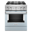Kitchenaid® Cuisinière commerciale intelligente bicombustible avec 4 brûleurs - 30 po KFDC500JMB
