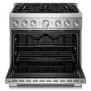 Cuisinière au gaz de style commercial à 6 brûleurs avec mode de friture à air sans préchauffage KitchenAid® de 36 po KFGS936SSS