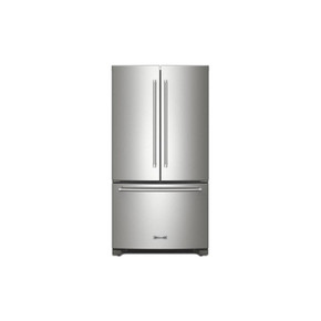 Kitchenaid® Réfrigérateur à portes françaises à profondeur de comptoir et distributeur intérieur de 20 pi cu, 26 po KRFC136RPS