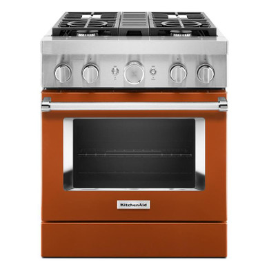 Kitchenaid® Cuisinière commerciale intelligente bicombustible avec 4 brûleurs - 30 po KFDC500JSC