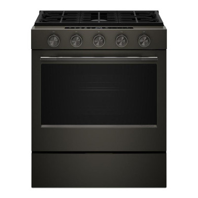 Kitchenaid® Cuisinière au gaz coulissante intelligente avec modes de cuisson à convection et brûleur 2 en 1 - 5 pi cu KSGS530SBE