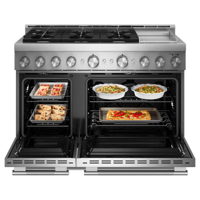 Table de cuisson commerciale au gaz à 6 brûleurs avec plaque chauffante  KitchenAid® de 48 po KFGD948SSS