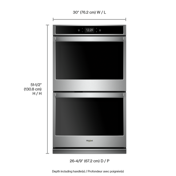 Four mural double intelligent à convection véritable - 30 po - 10 pi cu WOD77EC0HS