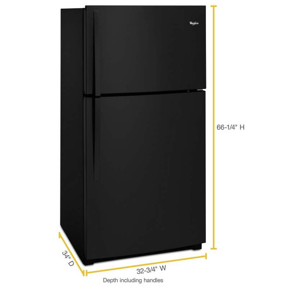 Réfrigérateur à congélateur supérieur  de 33 po Whirlpool® avec machine à glaçons facultative EZ Connect WRT541SZDB